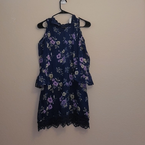 🌟 3 for $15 Deal! 🌟Beautees blue purple flower dress with lace 14 - Picture 3 of 5